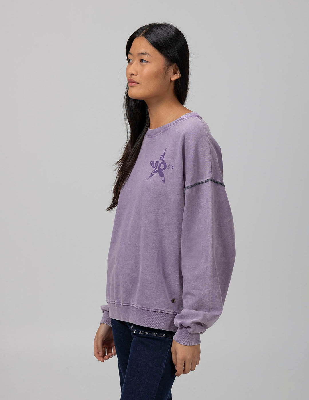 SUDADERA TEEN BÁSICA LOGO MORADO