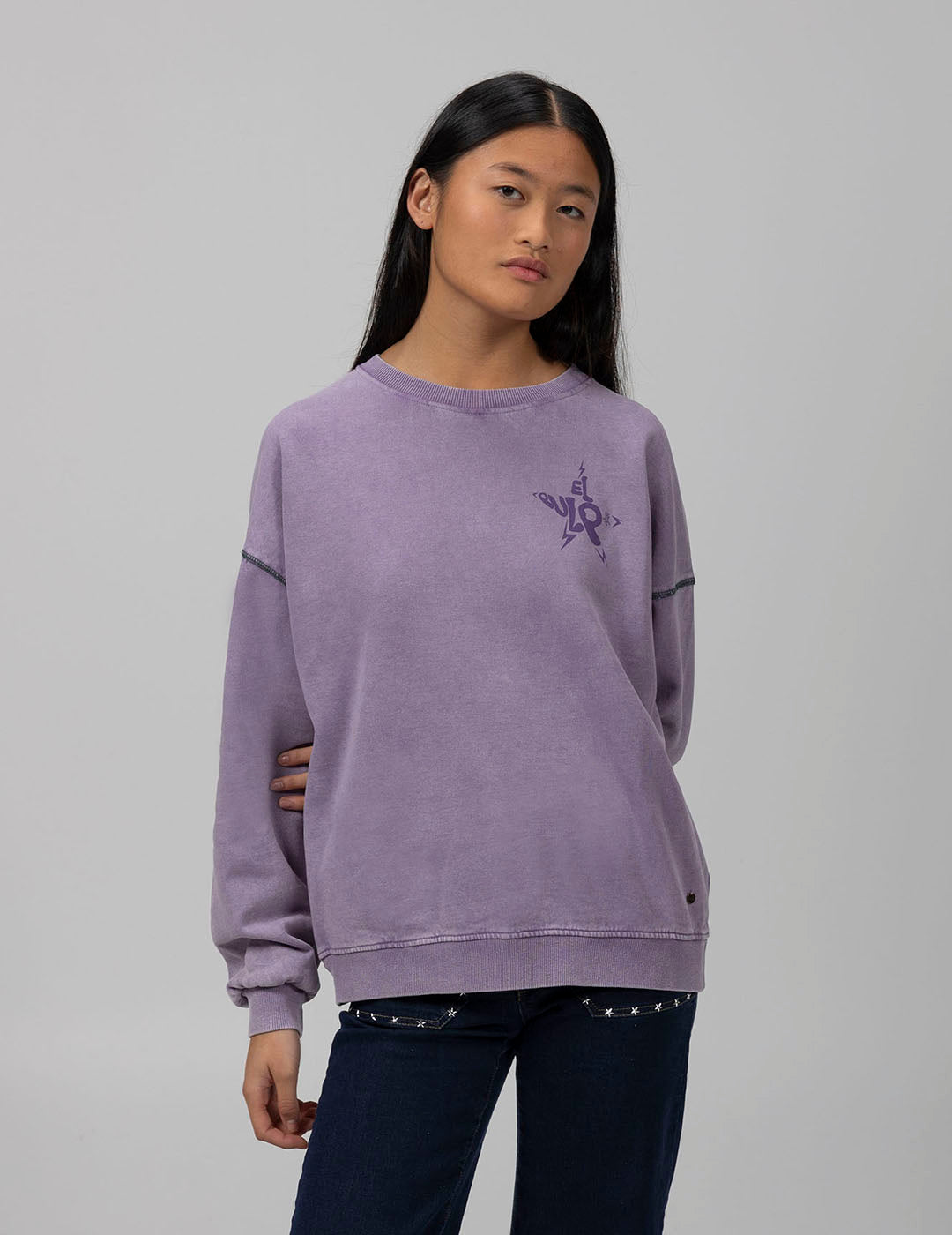 SUDADERA TEEN BÁSICA LOGO MORADO