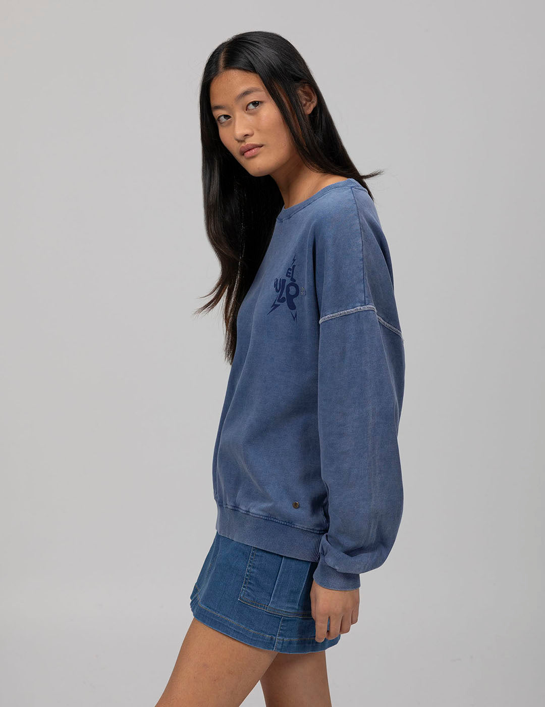 BASIC TEEN SWEATSHIRT INDIGO DELAVÉ LOGO