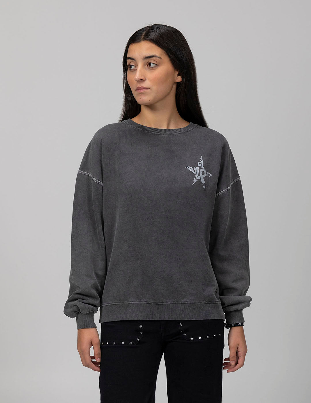 TEEN BASIC SWEATSHIRT WITH BLACK DELAVÉ LOGO