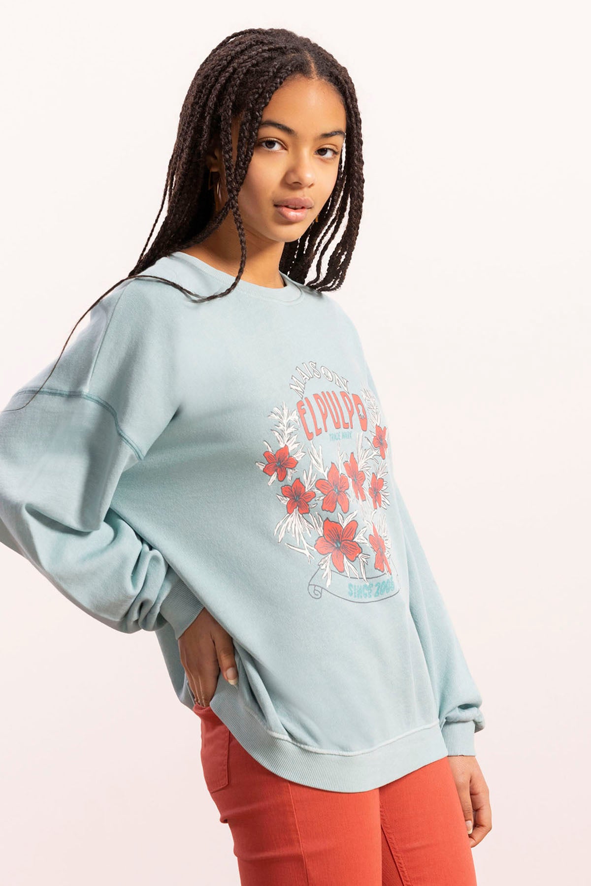 SUDADERA TEEN LAVADA MAISON ELPULPO VERDE AGUA