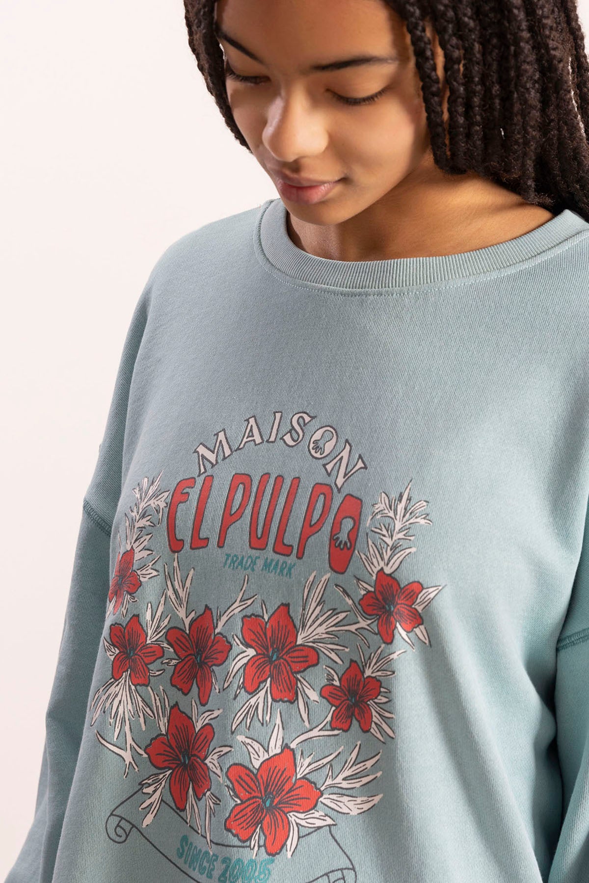 MAISON ELPULPO TEEN WASHED SWEATSHIRT WATER GREEN