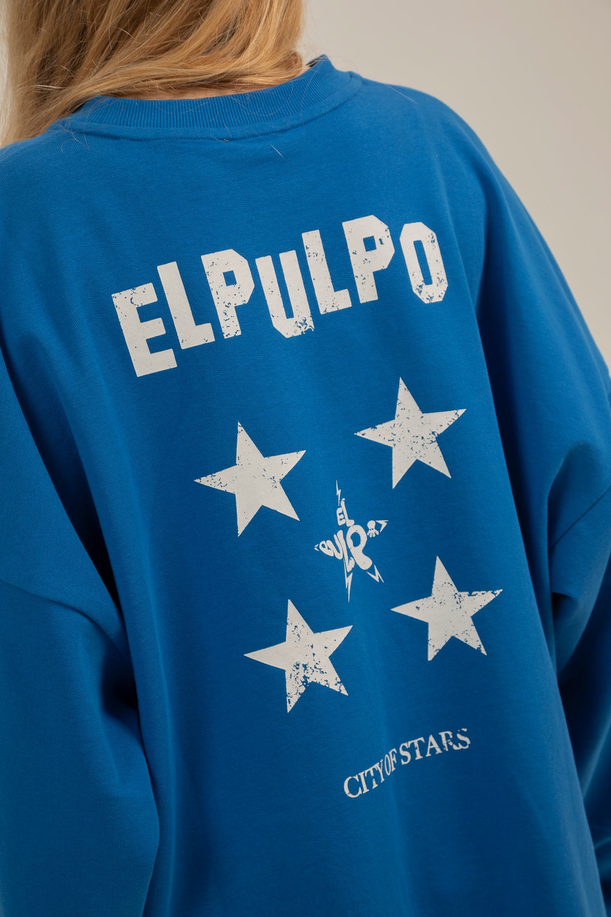 Sudadera teen estampado city of stars azul medio delavé