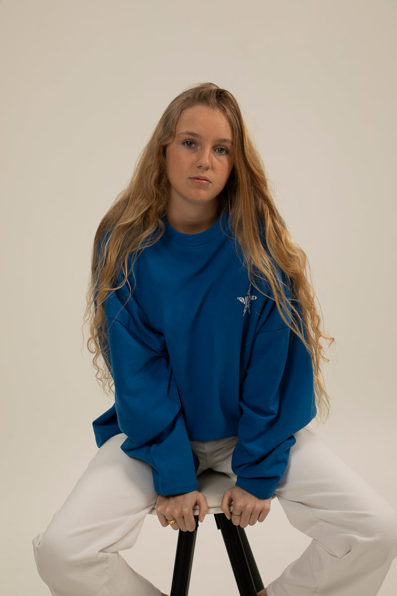 Sudadera teen estampado city of stars azul medio delavé