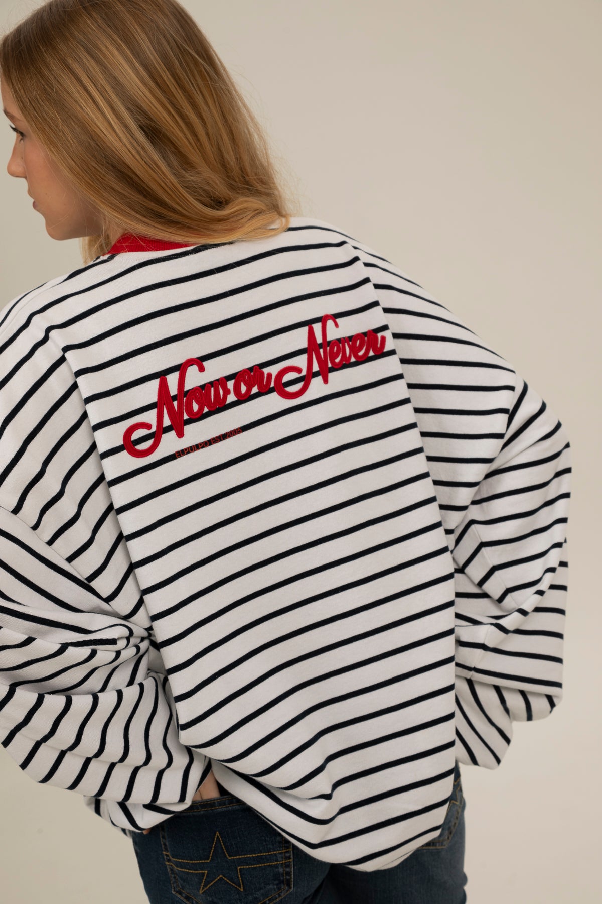 Sudadera teen rayas now or never blanco puro
