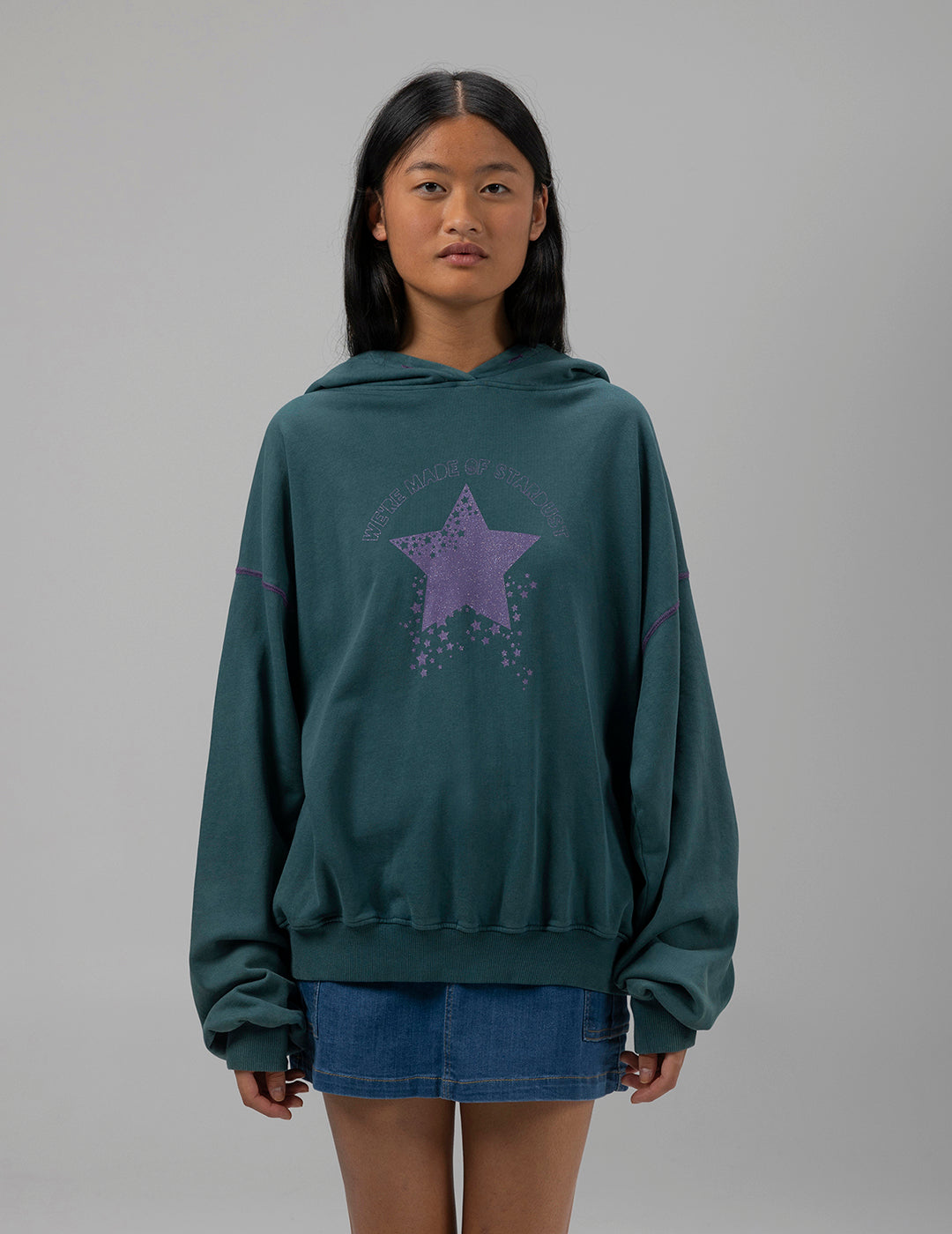 TEEN STARDUST HOODIE BOTTLE GREEN