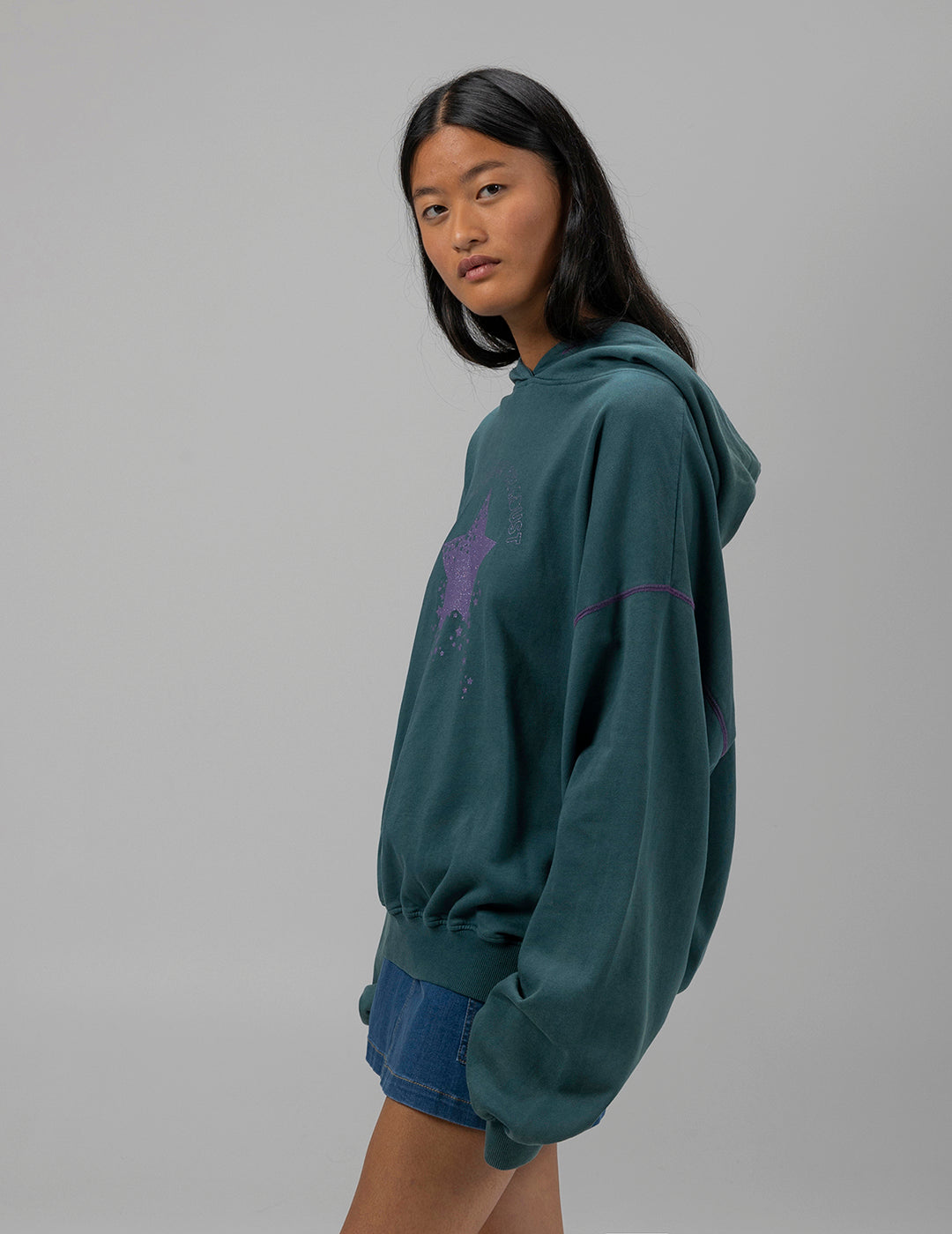 TEEN STARDUST HOODIE BOTTLE GREEN