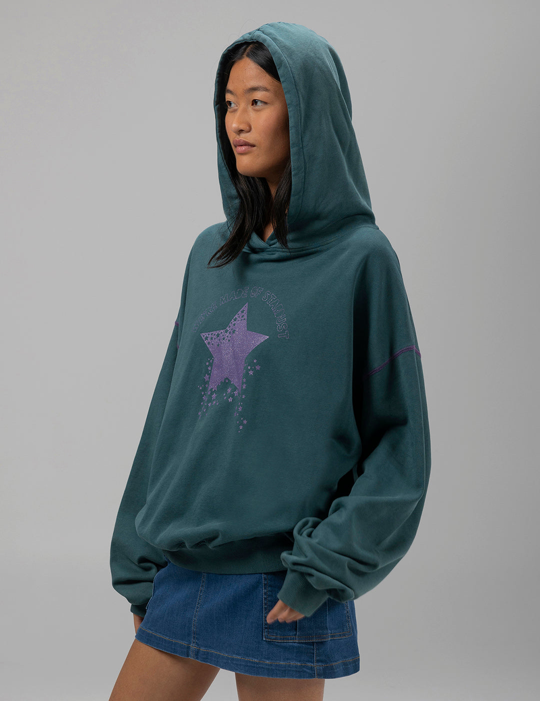 TEEN STARDUST HOODIE BOTTLE GREEN