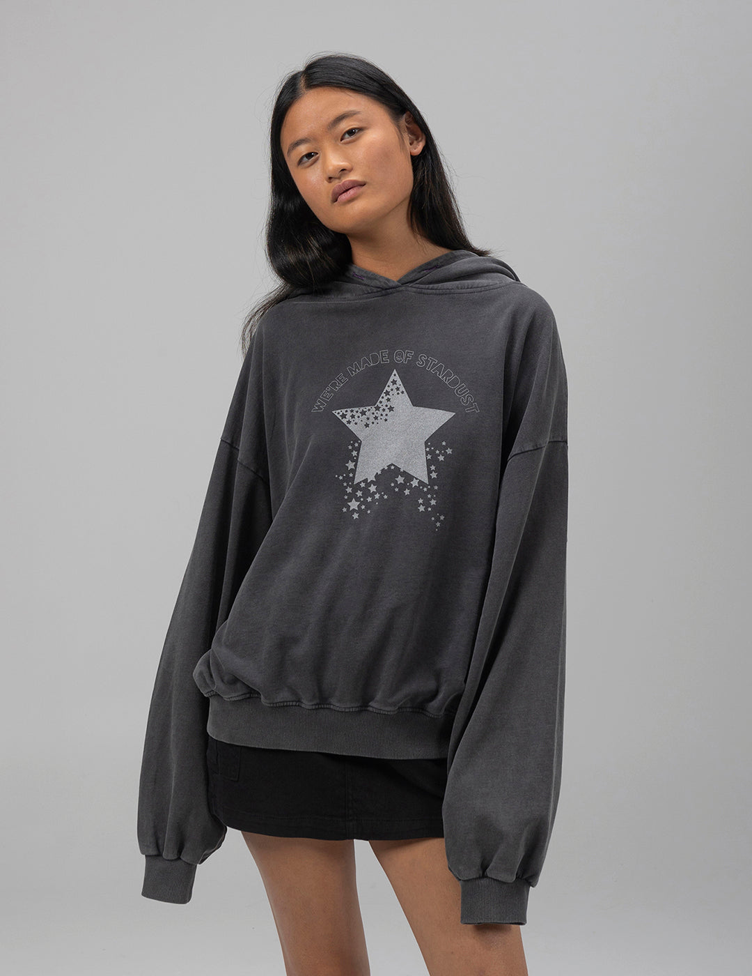 SUDADERA CAPUCHA TEEN STARDUST NEGRO DELAVÉ