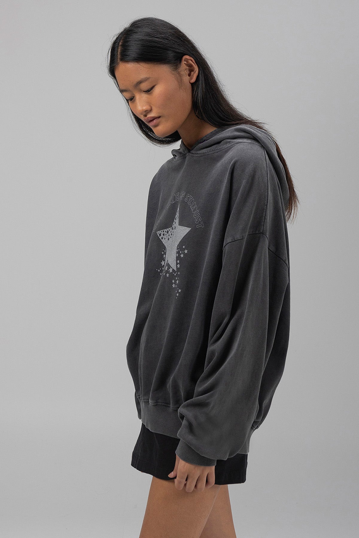 SWEATSHIRT COM CAPUZ DELAVÉ PRETO TEEN STARDUST