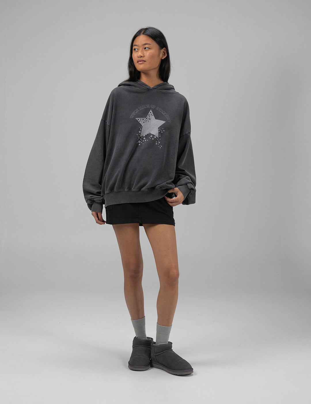 TEEN STARDUST BLACK DELAVÉ HOODIE