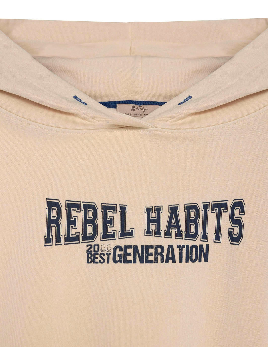 SUDADERA CAPUCHA TEEN REBEL HABITS CREMA