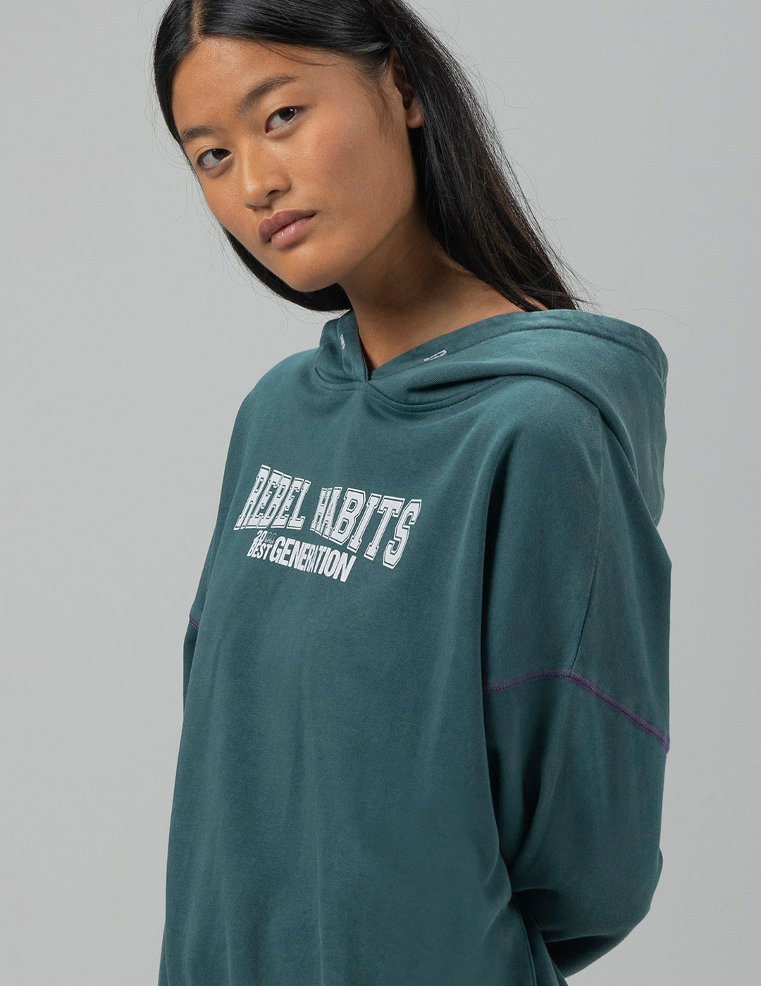 TEEN REBEL HABITS HOODIE BOTTLE GREEN