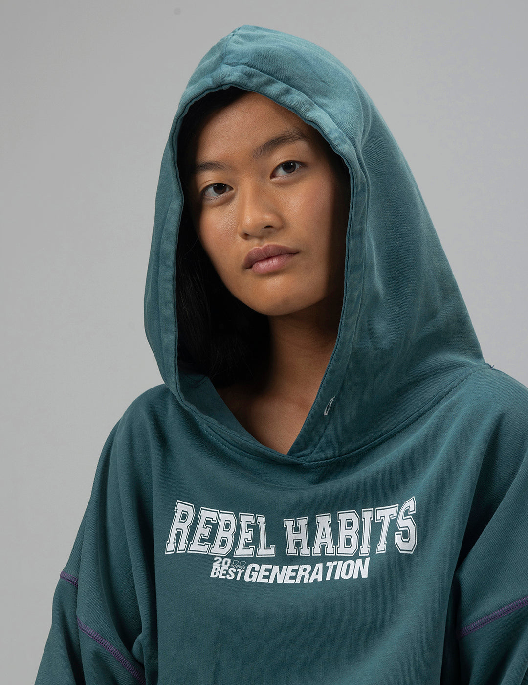 TEEN REBEL HABITS HOODIE BOTTLE GREEN