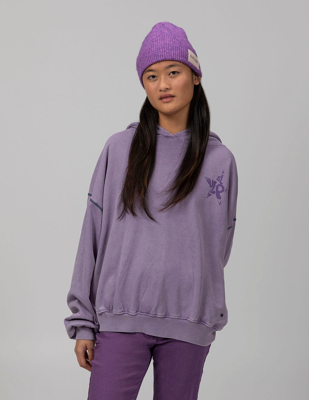 SUDADERA CAPUCHA TEEN BÁSICA LOGO MORADO