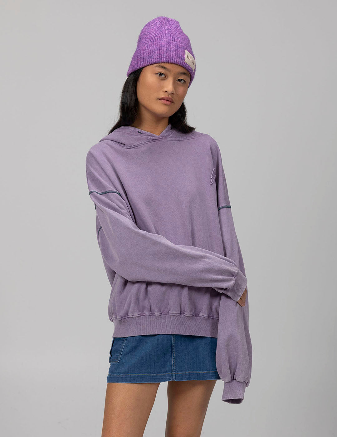 SUDADERA CAPUCHA TEEN ESTRELLA DESGASTADA MORADO