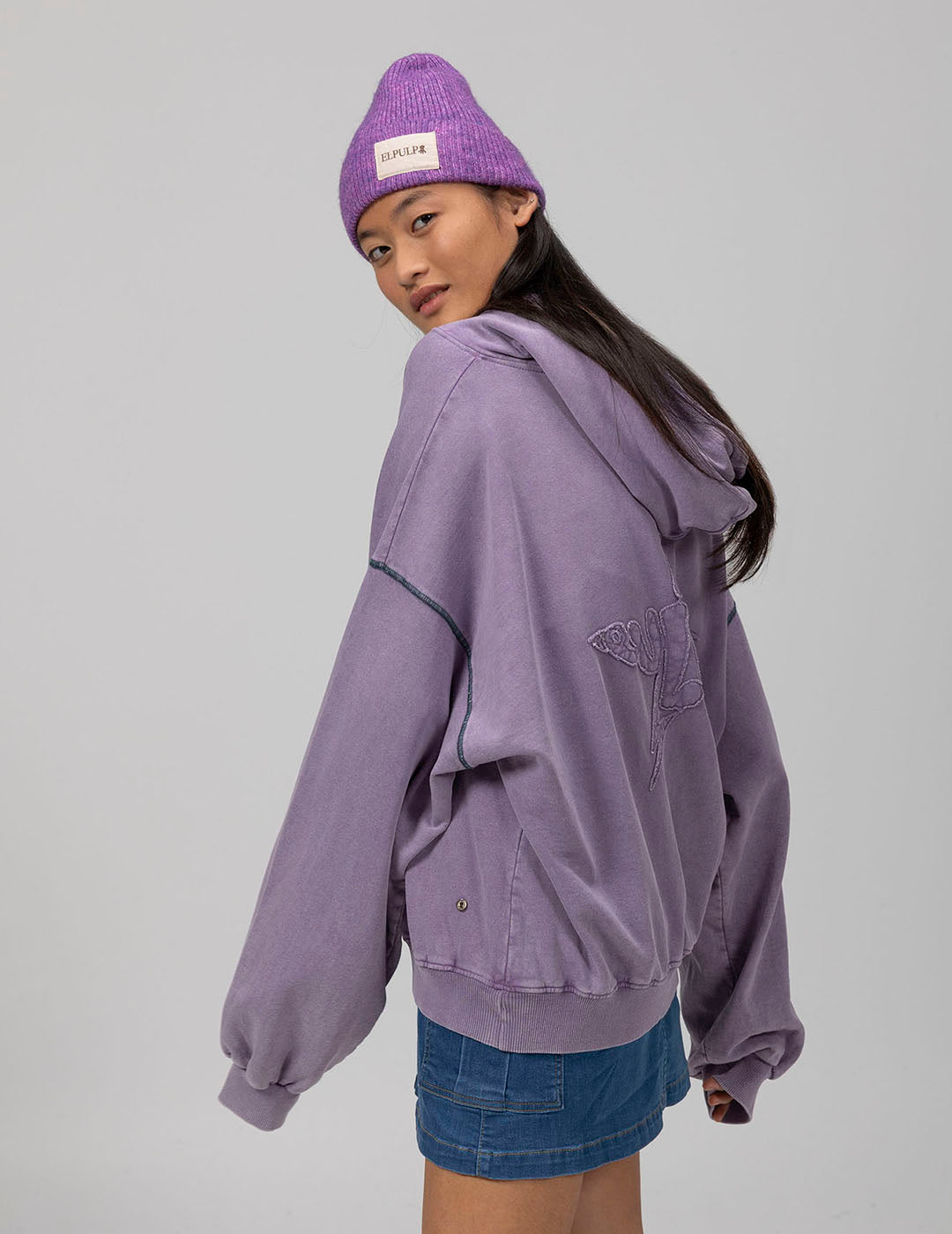 SUDADERA CAPUCHA TEEN ESTRELLA DESGASTADA MORADO