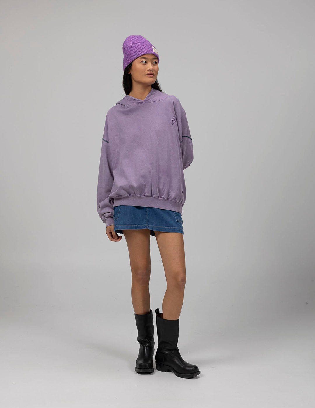 SUDADERA CAPUCHA TEEN ESTRELLA DESGASTADA MORADO