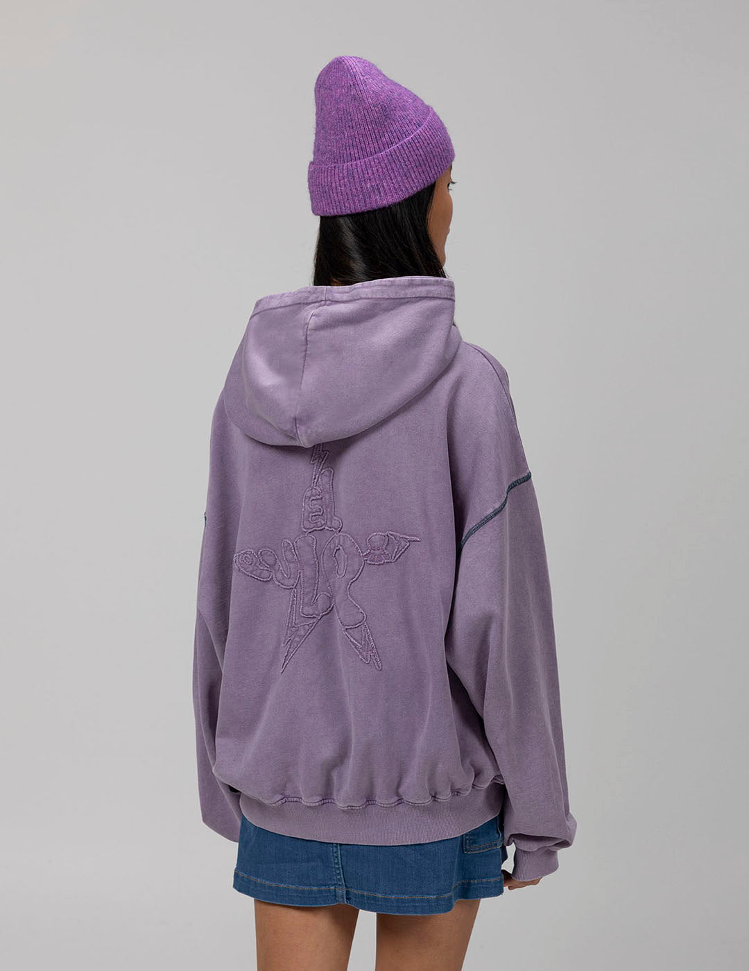 SUDADERA CAPUCHA TEEN ESTRELLA DESGASTADA MORADO