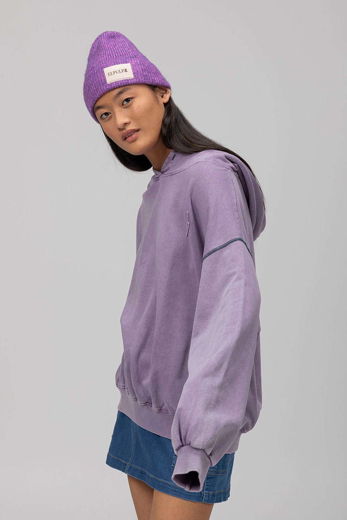 TEEN DISTRESSED STAR HOODIE PURPLE