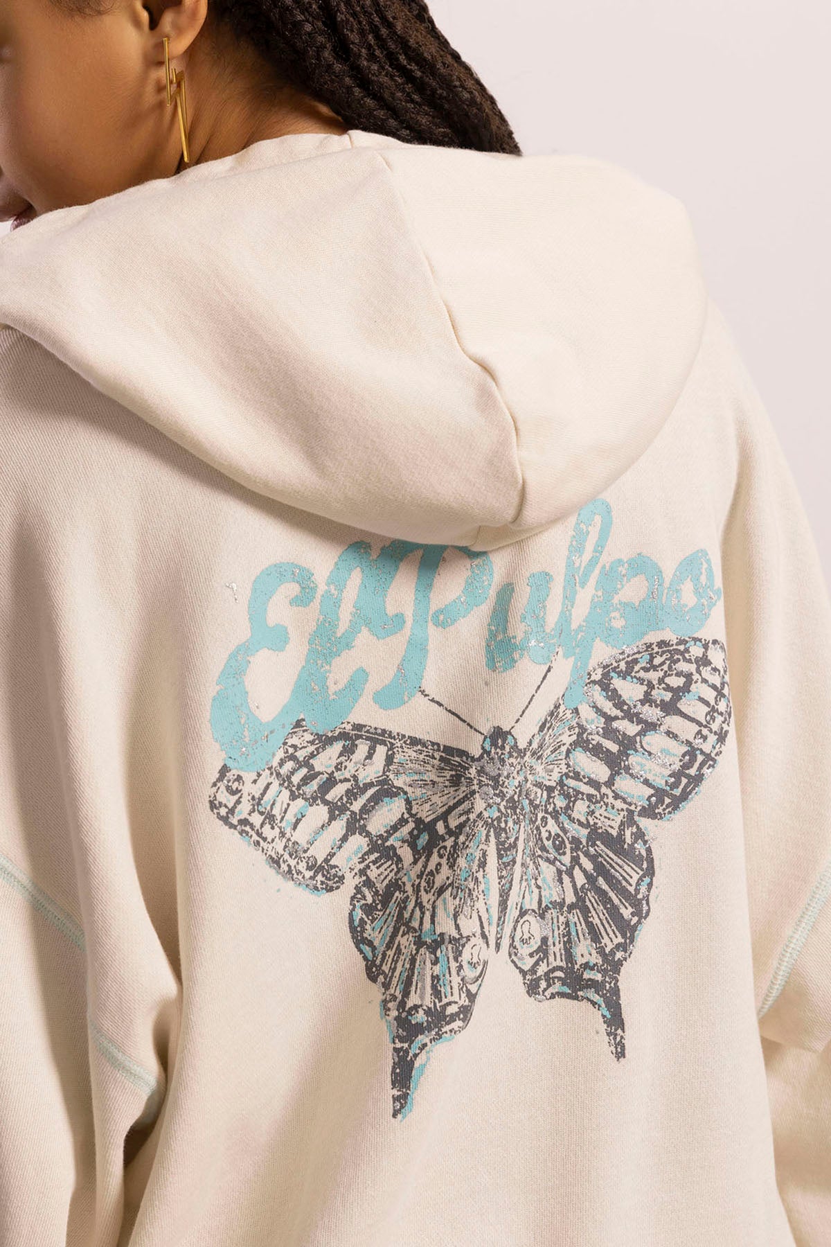 SUDADERA TEEN CON CAPUCHA MONARCH BUTTERFLY BLANCO ROTO