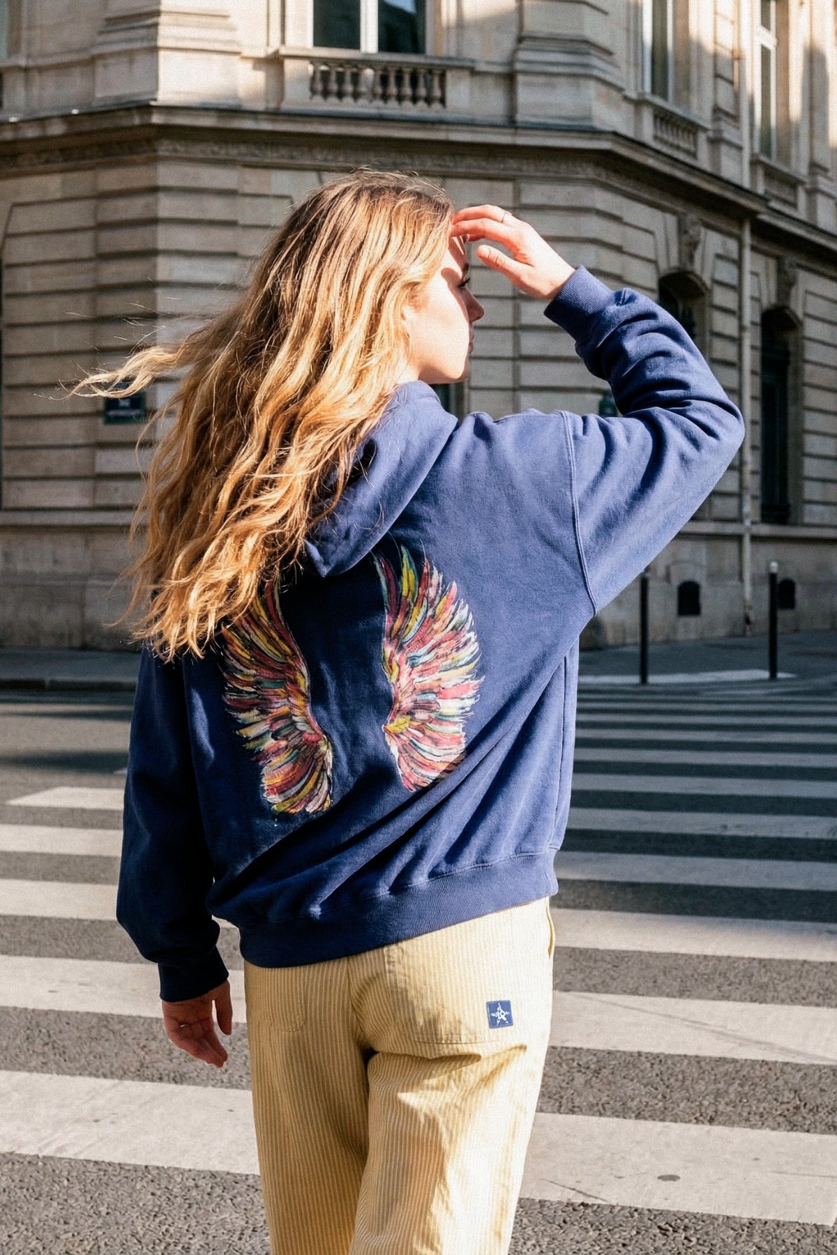 Sudadera capucha teen alas azul marino delavé