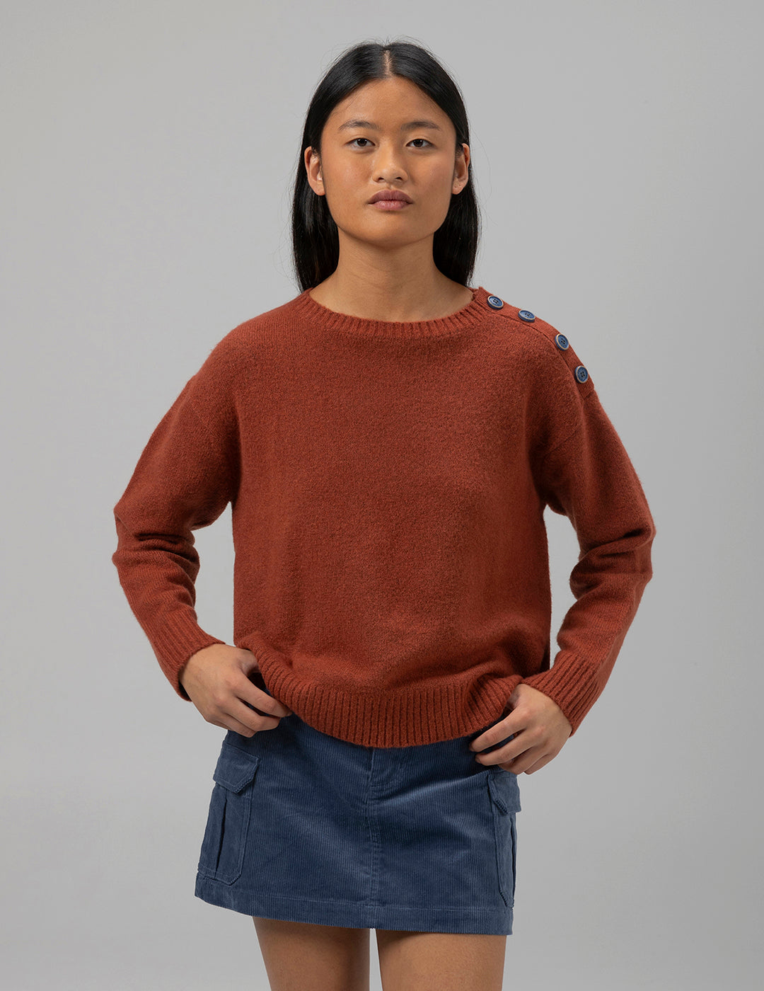 TEEN KNITTED JERSEY WITH ROUND NECK IN TILE