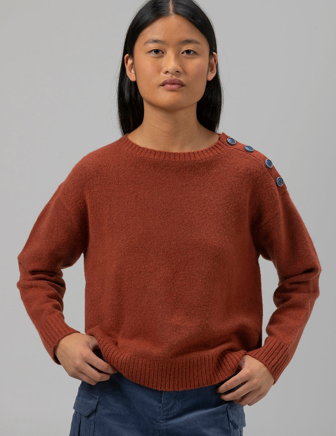 TEEN KNITTED JERSEY WITH ROUND NECK IN TILE