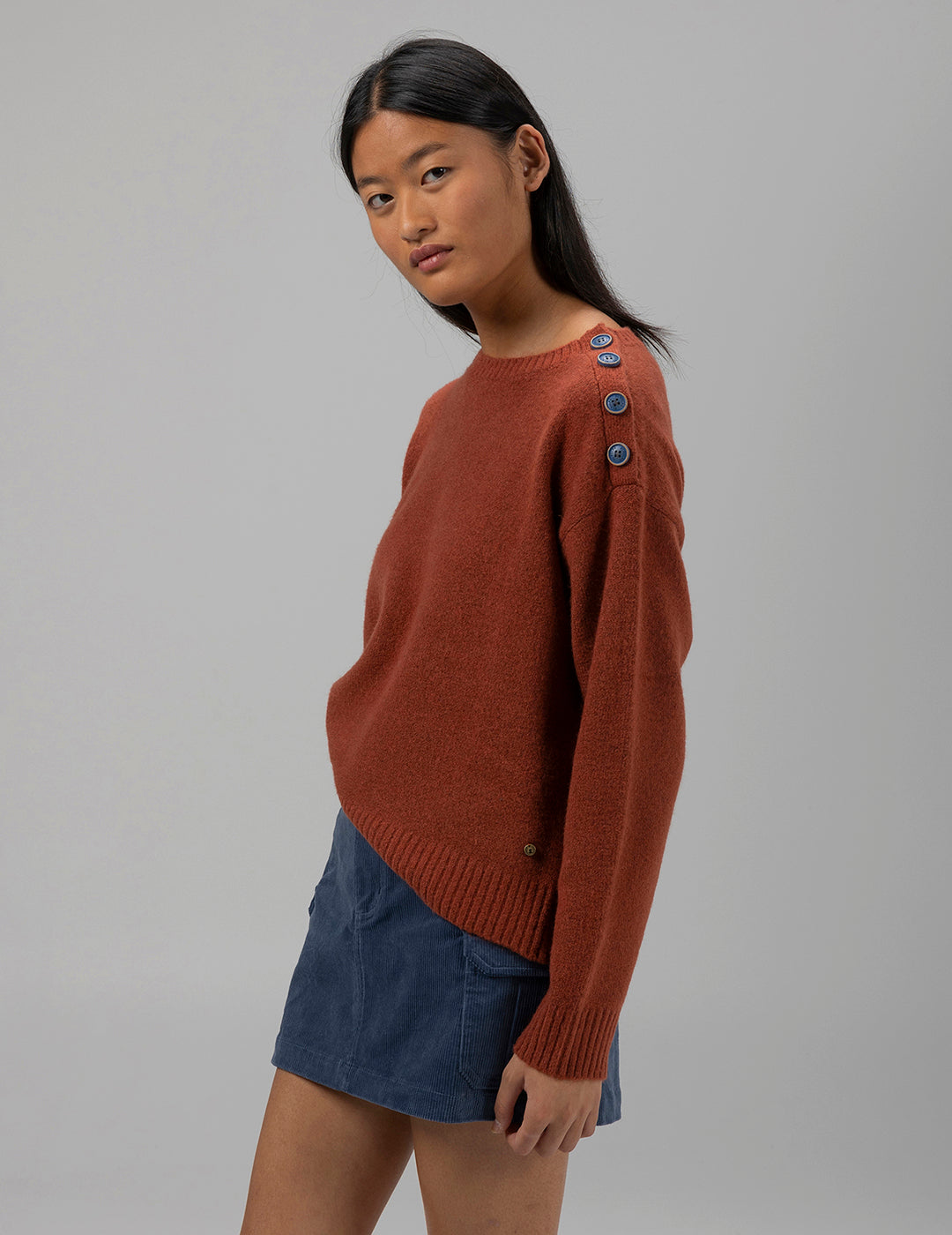 TEEN KNITTED JERSEY WITH ROUND NECK IN TILE