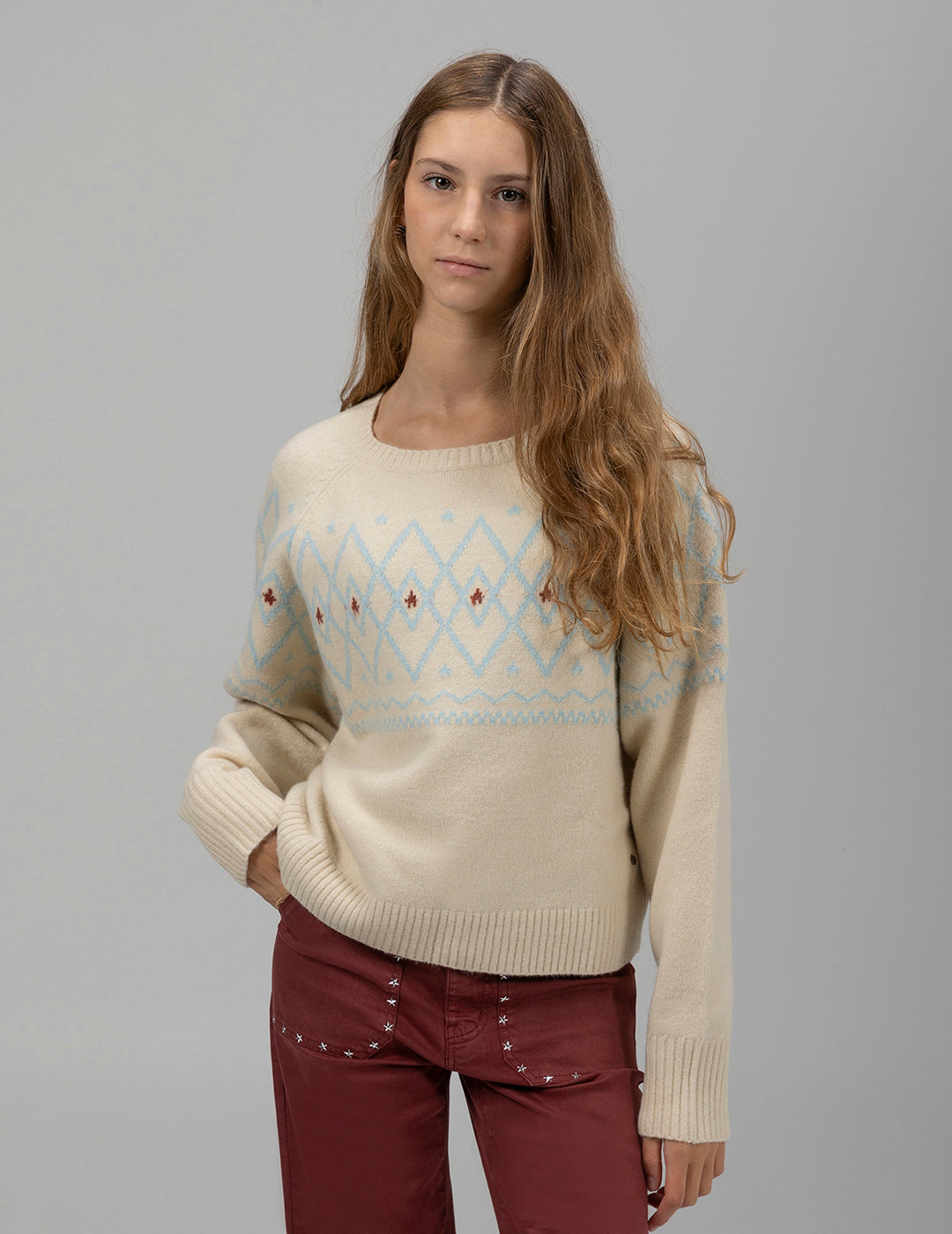 TEEN CHRISTMAS KNITTED SWEATER OFF-WHITE