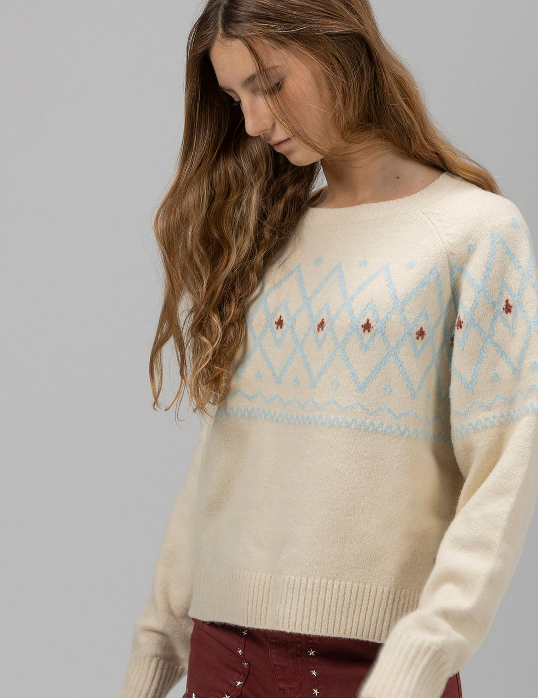 TEEN CHRISTMAS KNITTED SWEATER OFF-WHITE