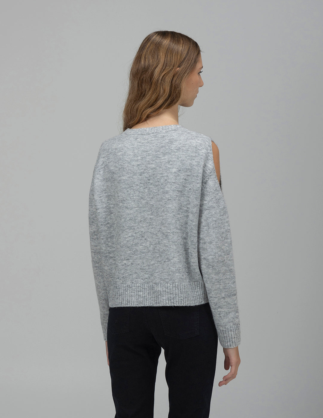 TEEN KNITTED JERSEY WITH SHOULDER OPENING PEARL GREY