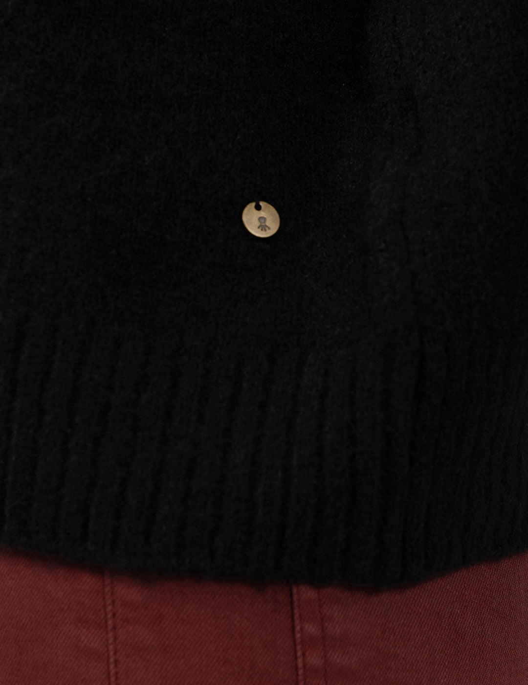 TEEN HIGH NECK KNITTED SWEATER WITH BUTTON DETAILS BLACK