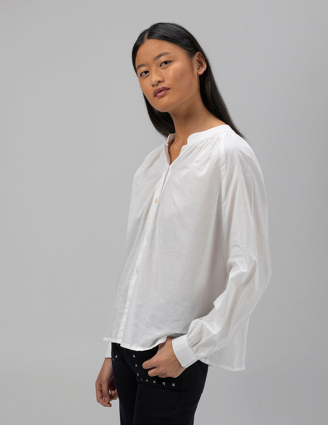 PURE WHITE RANGLAN SLEEVE TEEN SHIRT