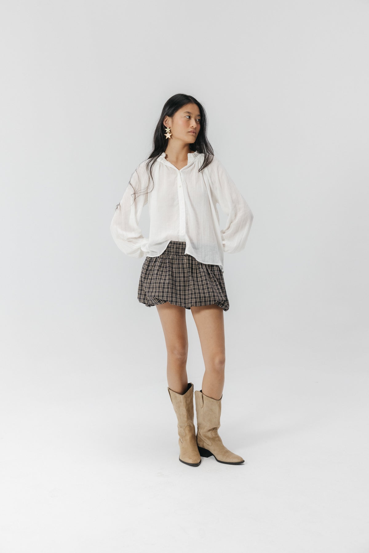 CAMISA TEEN GOMAS TEJIDO BORDADO BLANCO PURO