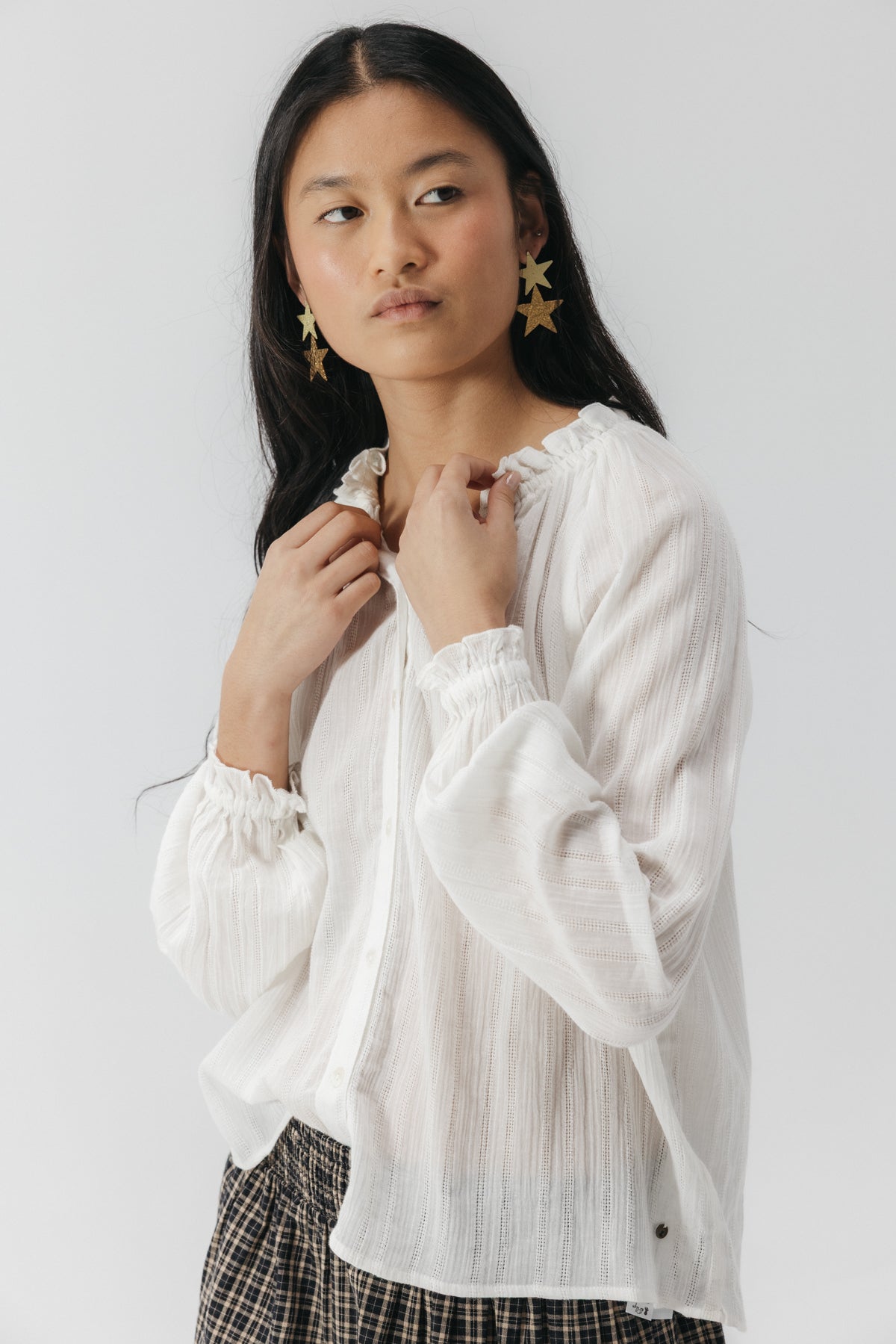 CAMISA TEEN GOMAS TEJIDO BORDADO BLANCO PURO