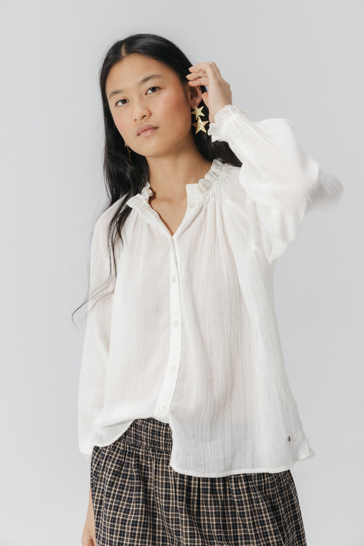 CAMISA TEEN GOMAS TEJIDO BORDADO BLANCO PURO