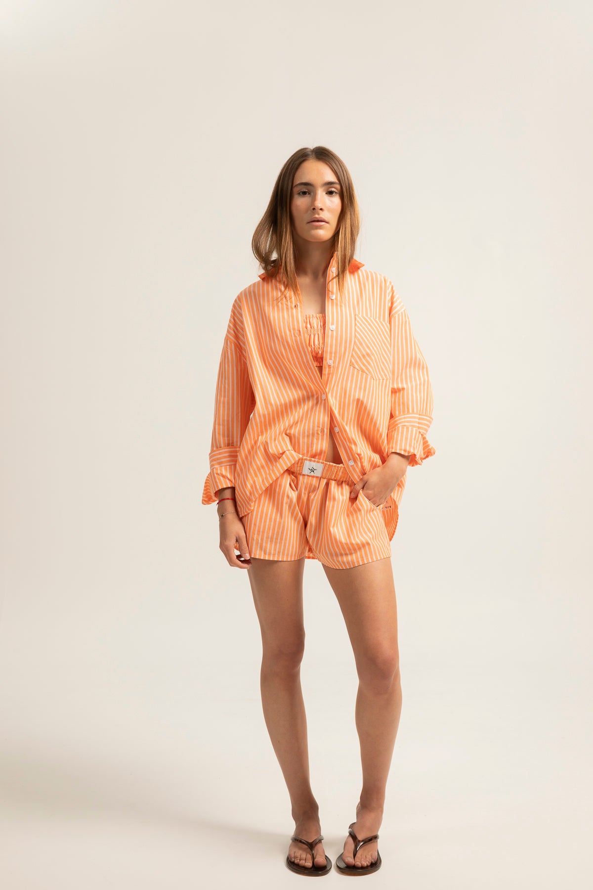 Camisa teen rayas naranja