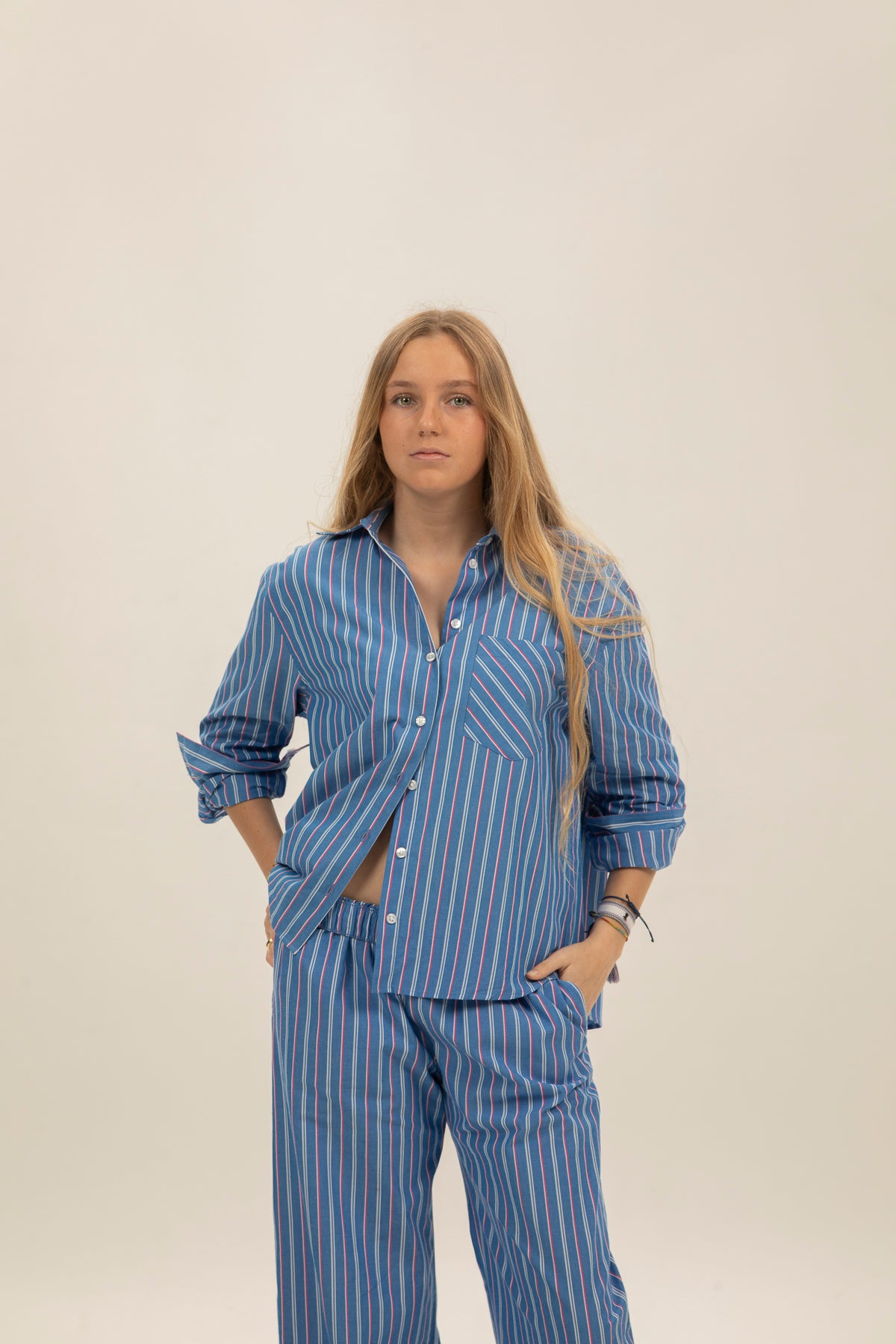 Camisa teen rayas azul
