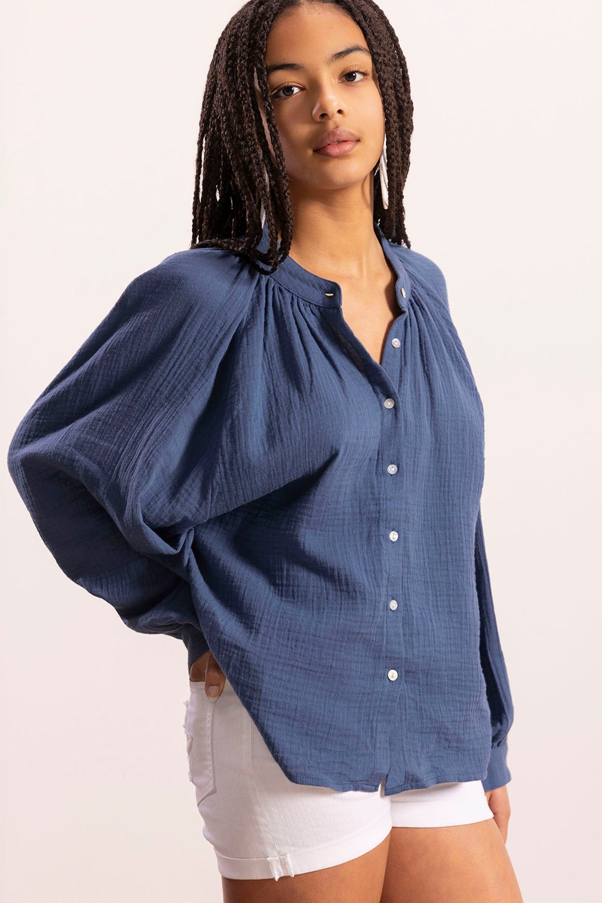 COBALT BLUE BAMBULA RANGLAN SLEEVE TEEN SHIRT