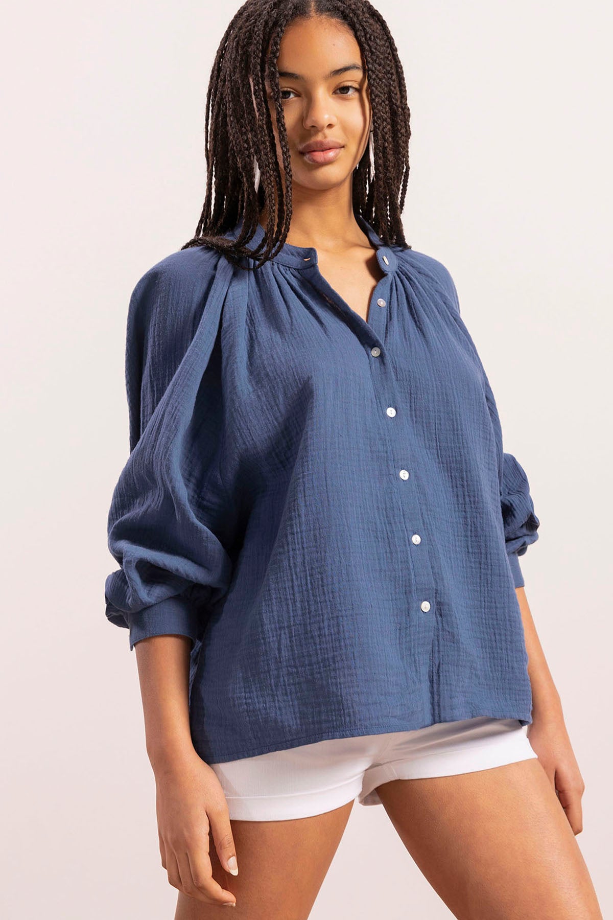 COBALT BLUE BAMBULA RANGLAN SLEEVE TEEN SHIRT