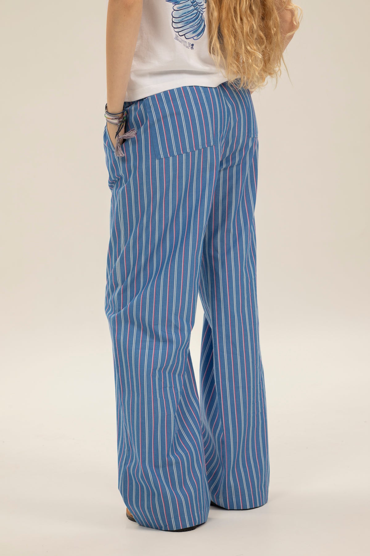 Pantalón teen fluido rayas azul