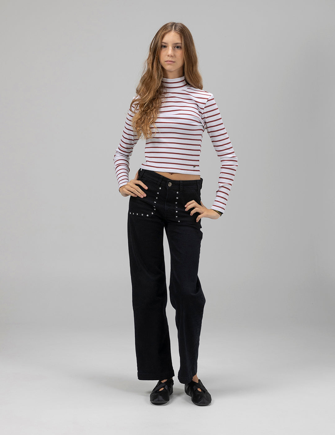 PANTALÓN TEEN DENIM CULOTTE NEGRO DELAVÉ