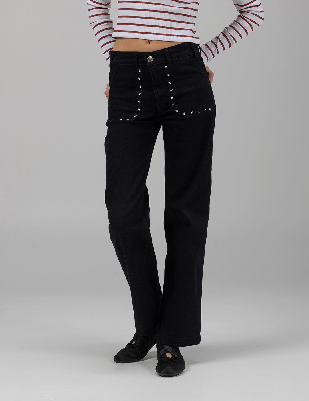 PANTALÓN TEEN DENIM CULOTTE NEGRO DELAVÉ