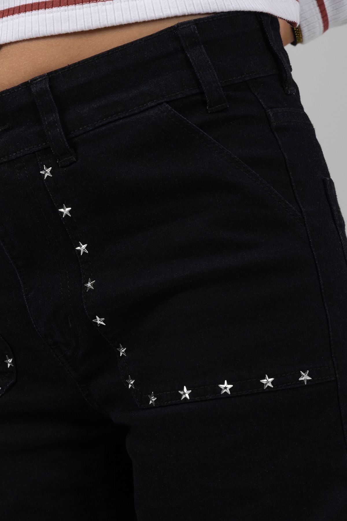 PANTALÓN TEEN DENIM CULOTTE NEGRO DELAVÉ