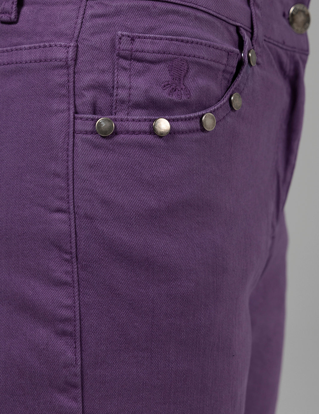 PURPLE TEEN FRAYED DENIM FLARE PANTS