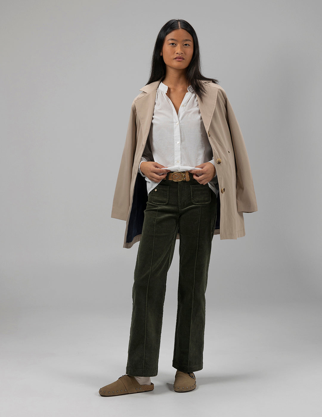 TEEN CORDUROY CULOTTE PANTS MILITARY GREEN