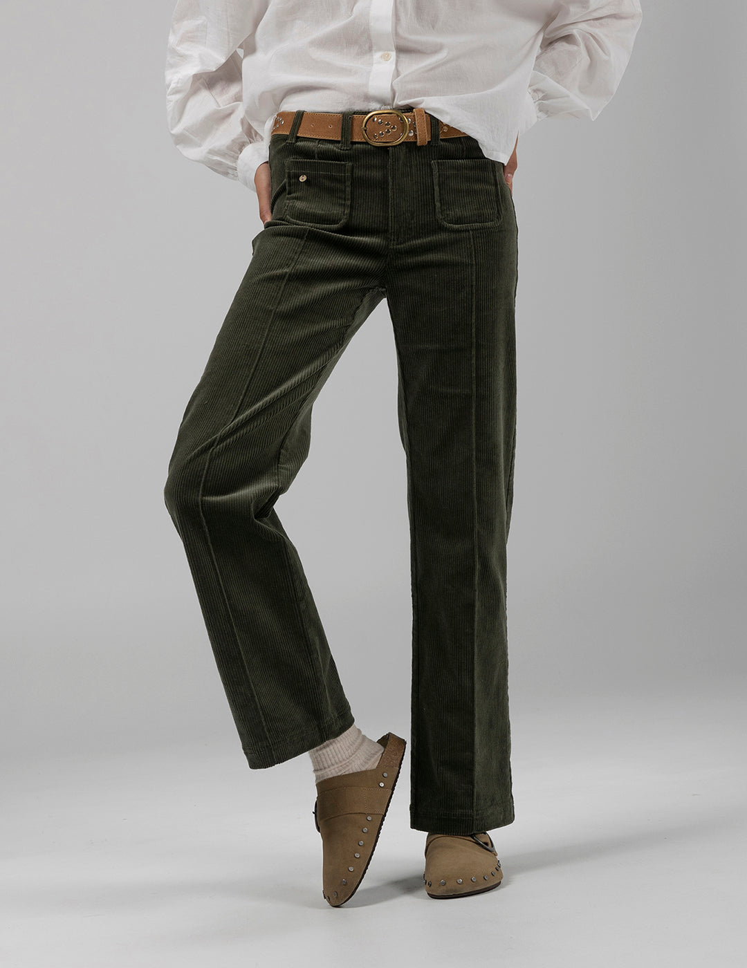 PANTALÓN TEEN PANA CULOTTE VERDE MILITAR