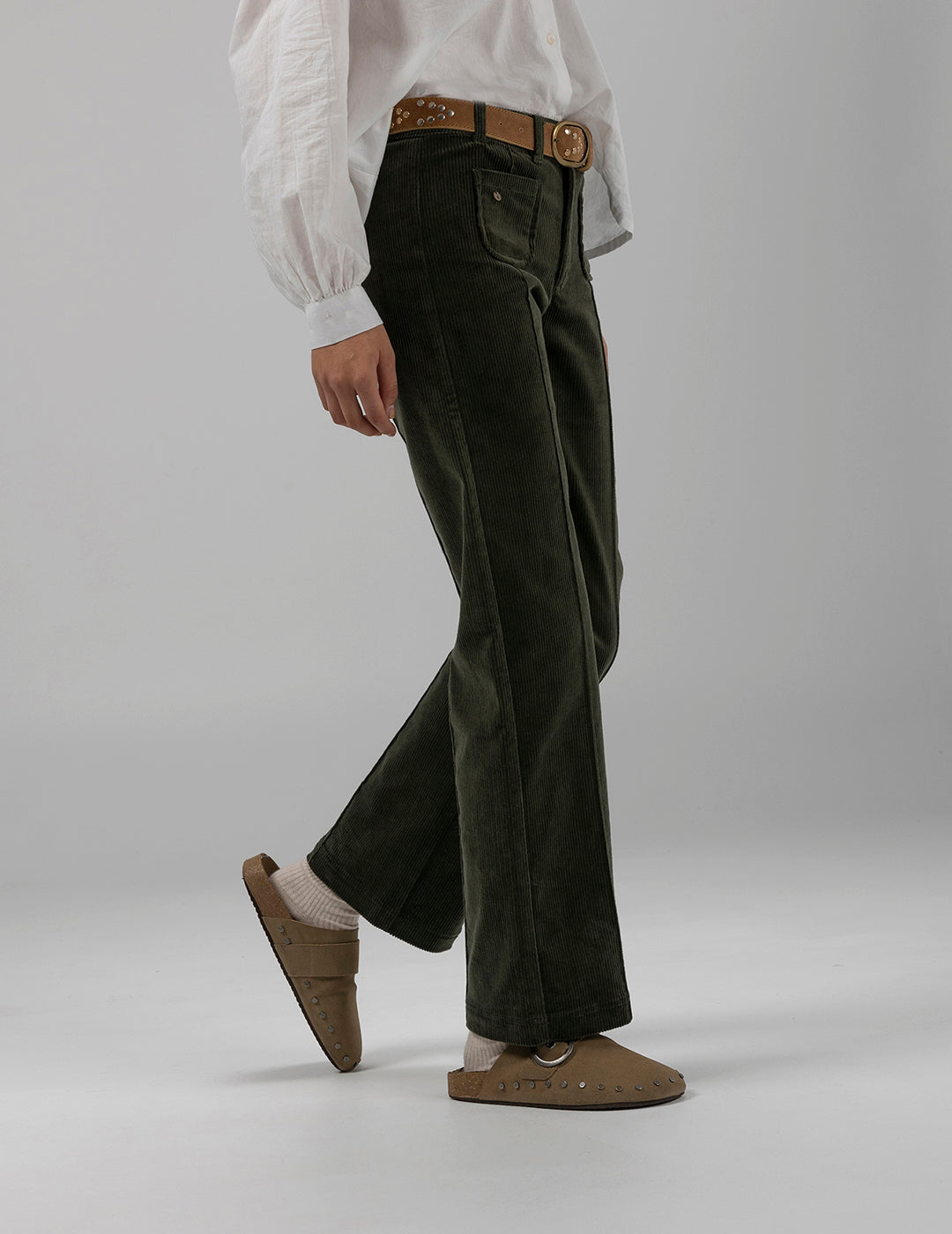 Pantalon teen pana culotte verde militar