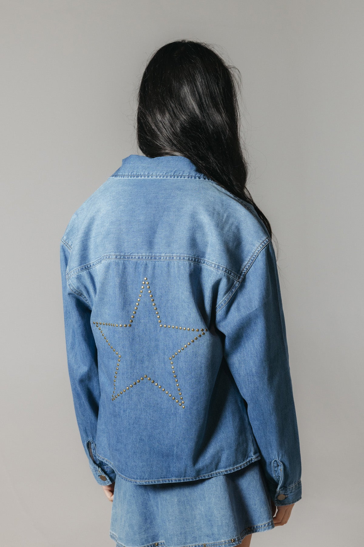 CAMISETA JEANS ADOLESCENTE DELAVÉ AZUL MÉDIO ESTRELA